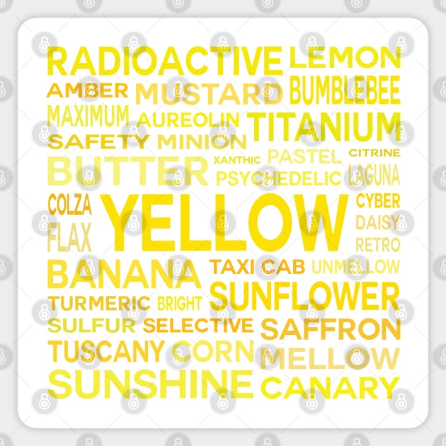 Word Cloud - Shades of Yellow (White Background) Sticker by inotyler